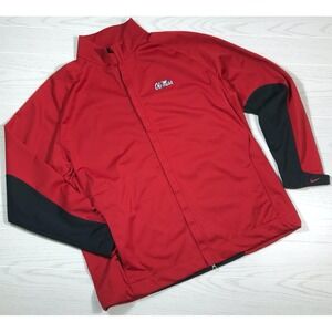 Ole Miss Nike Jacket Men XL Red Full Zip Windbreaker Softshell Zip Pockets Lined